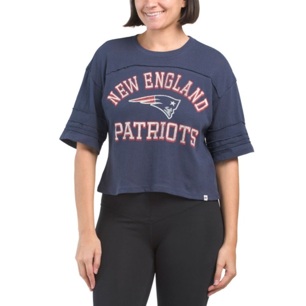 NWT Women's '47 New England Patriots Navy Cropped Tee Size Large